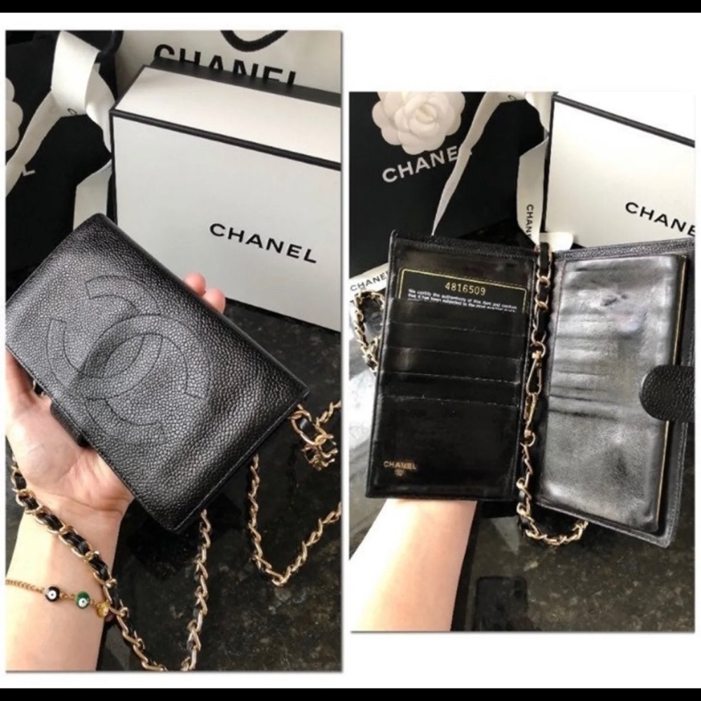 💯 Authentic CHANEL caviar wallet on chain - Picture 4 of 7